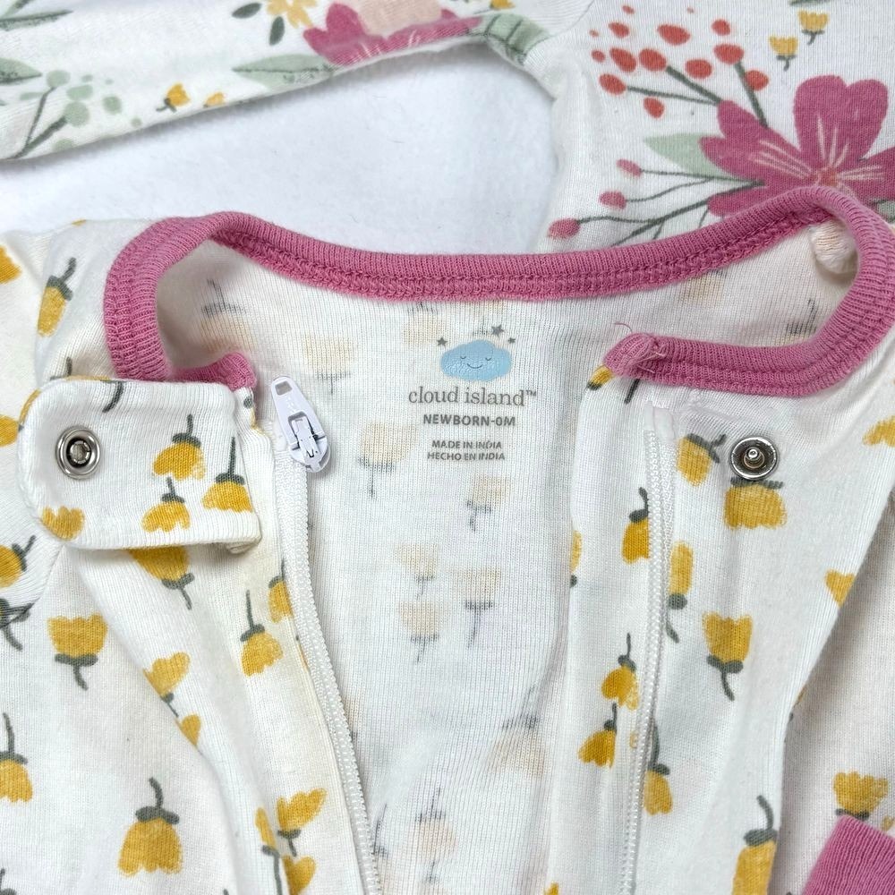 Eliza James Cloud Island‎ Baby Girl Footed Sleepers 3M Floral Print Zip 3 Pack - Picture 6 of 9